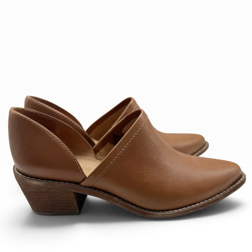 NWB Madewell The Brady Lowcut Bootie Women's Size 6.5 Brown Leather Heel Slip On